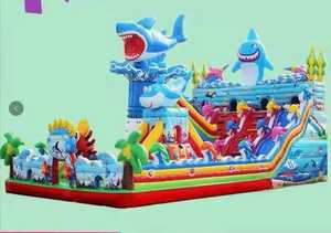 Château gonflable gonflable type requin pour enfants, jouet d'escalade - Product Image 3