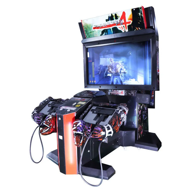 Yeni eğlence tema parkı ekipmanları 55 inç ekran Arcade Video oyunu 2 oyuncu sikke işletilen atış makinesi
