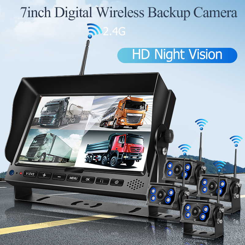 7 inch 4CH Wireless Screen + 4pcs Wireless Back UP Camera