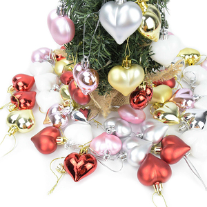 12 Uds Corazón de plástico 4,5 CM adorno de Navidad decoración de árbol BOLA DE Navidad decorativa para el hogar colgante boda bola en forma de corazón