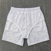 Fabricant OEM, design personnalisé de luxe, short de bain pour homme en maille recyclée imprimée, vêtements de plage, short de surf avec sac assorti