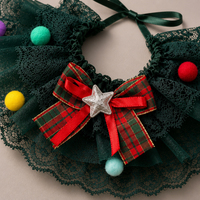 Écharpe de Noël pour chien en dentelle multicouche faite à la main, rouge et verte, pour animaux de compagnie, accessoire de cou pour fêtes de fin d'année, cadeau pour chat et chiot, vente en gros