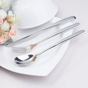 Soporte Logo Impresión Luz Lujo Besteck Tenedor Cuchara Cuchillo Plata Cubiertos Juego para Boda - Product Image 4