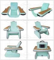 Sillón Flotante Inflable de Una Plaza con Tecnología Drop Stitch y Base de EVA Imitación Madera para Juegos Acuáticos al Aire Libre