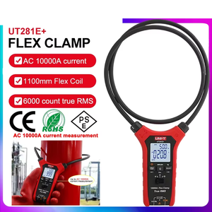 Pince ampèremétrique UT281E+ Red Flex 1000V AC 10000A pour courant de démarrage, fréquence et résistance, compatible avec la pince Flex Clamp - Product Image 6