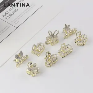 Luxury Trendy Butterfly Flower Heart Mini Alloy Hair Claw Clip Gold Metal Small Grab Clip Hair Accessories For Kids Girls Ladies