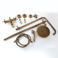 Ensemble de douche à effet pluie à double poignée en bronze brossé, robinet mural pour salle de bain avec douchette à main, barre coulissante pour villas et hôtels, vente chaude