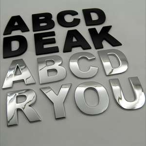 1 unidad de pegatinas 3D cromadas para coche con letras <span class=keywords><strong>A</strong></span>, <span class=keywords><strong>B</strong></span>, C, emblema de reequipamiento, oferta de palabras/letras - Product Image 1