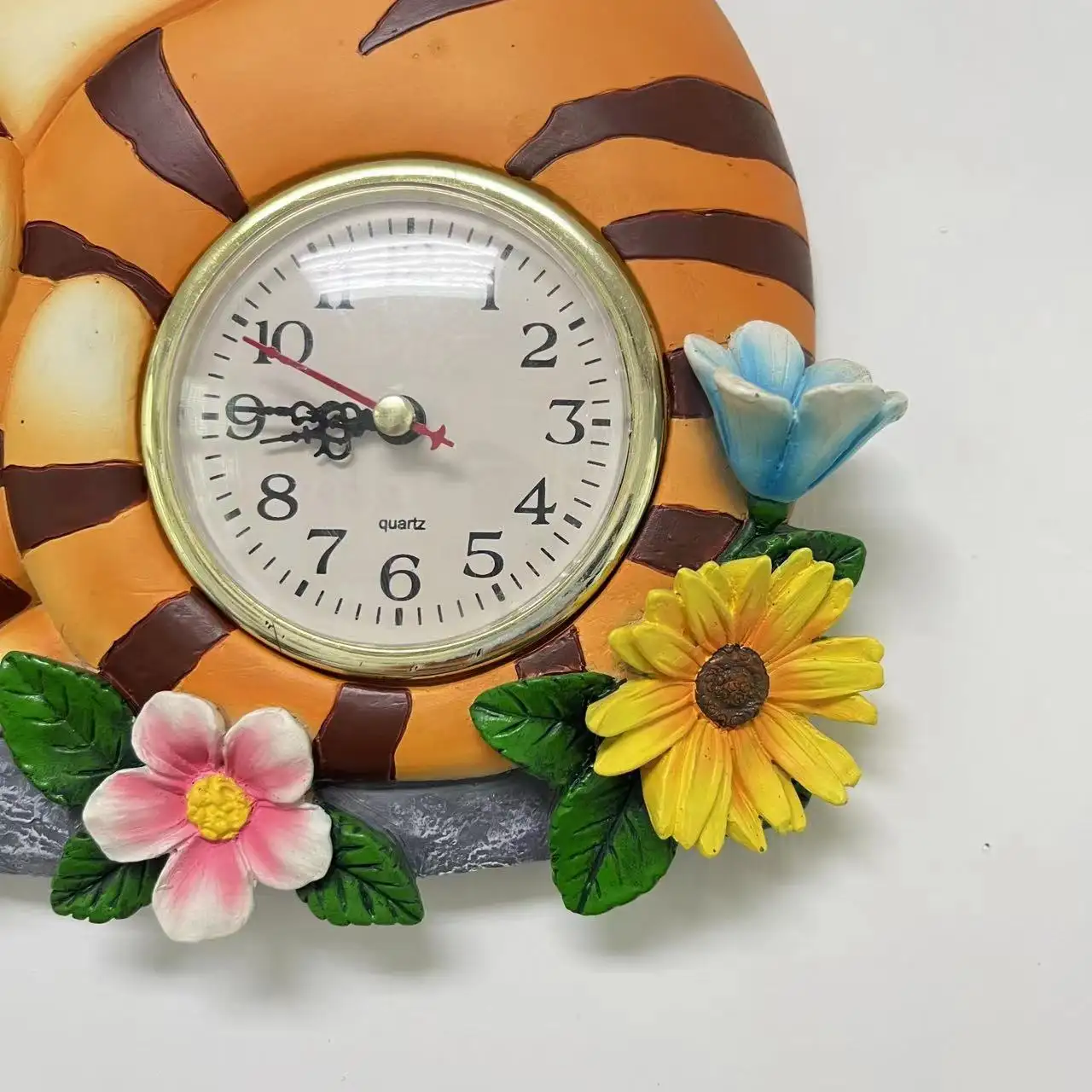 Horloge murale personnalisable en résine décoration chat orange mignon