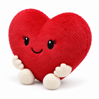 Peluche en forme de cœur rouge avec mains et pieds crème, souriant, cadeau personnalisé pour la Saint-Valentin, coussin anti-stress, taille personnalisable