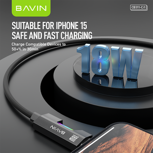 Bavin สายชาร์จข้อมูล USB ชนิด C เซลล์ไฟ LED 12W ทำจากไนลอน <span class=keywords><strong>CB311</strong></span>ออกแบบได้ตามต้องการ - Product Image 4