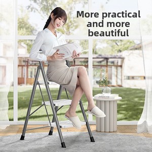Échelle d'intérieur télescopique <span class=keywords><strong>pliable</strong></span> à cadre en A à usage domestique multifonctionnelle petit escalier d'escalade à trois quatre <span class=keywords><strong>marches</strong></span> épaissi - Product Image 6