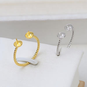 Anillo Abierto Ajustable de Plata S925 para Joyería DIY con Perlas, Doble Cuentas y Diseño de Espiral, Tamaño 6mm - Product Image 1