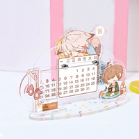 Kalender Magnetik Anime Kustom untuk Kulkas, Jam Dinding Akrilik Transparan, Jam Akrilik Meja, Stand Akrilik
