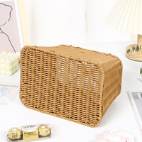 Panier cadeau rectangulaire en rotin tressé à la main avec poignée, panier à fleurs, boîte de rangement pour le maquillage, pour la maison et le shopping