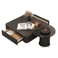 2025 Table basse de luxe italienne haut de gamme plaque de roche minimaliste moderne conception carrée caractéristique rotative pour petit salon