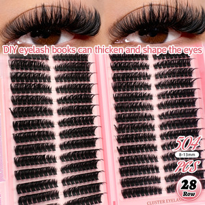 Kit <span class=keywords><strong>de</strong></span> <span class=keywords><strong>cils</strong></span> en grappe DIY faits main, fausse fourrure <span class=keywords><strong>de</strong></span> vison PBT, volume méga 10D-20D, grande capacité 30P 40P 60P 80P, avec colle - Product Image 1