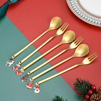 Cuillères et fourchettes métalliques Joyeux Noël 2026 – Nouveauté pour les fêtes de Noël, décorations de table pour la maison, Navidad