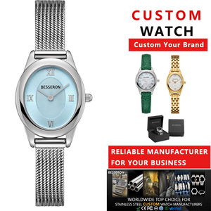 Reloj de Cuarzo Personalizado BESSERON, Caja de Acero Inoxidable, Esfera Redonda de 30 mm, Números Romanos, Pantalla Analógica, Reloj Elegante de Moda para Mujer - Product Image 1