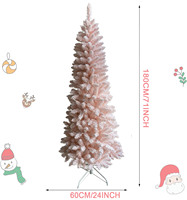 Arbre de Noël artificiel floqué rose crayon de 180 cm (6 pieds) pour intérieur