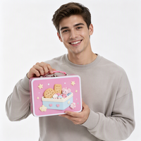 Scatola in Latta con Manico Personalizzata, Coperchio a Cerniera, Finitura Lucida, Forma Rettangolare, Confezione Regalo per Caramelle, Biscotti e Snack