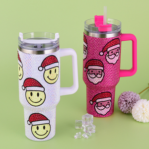 2025 hợp thời trang Bling Bling Cốc du lịch lớn Mug đôi Tường Cách Nhiệt Studded cốc thép không gỉ - Product Image 4