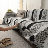 Housse de canapé en velours pour patio, ensemble complet, fauteuil rayé en chenille, élégant et facile à utiliser