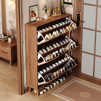 Nouvelle armoire à chaussures moderne en bois ultra-mince, murale pour entrée, avec pieds en bois massif, pliable, 1 étagère, pour la maison