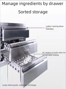 In acciaio inox ristorante piano di lavoro frigorifero <span class=keywords><strong>6</strong></span> <span class=keywords><strong>cassetti</strong></span> piano di insalata Bar modalità di raffreddamento ad aria con clima fresco - Product Image 5