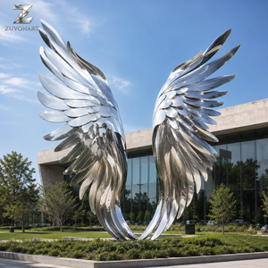 Scultura Personalizzata di Ali d'Angelo in Acciaio Inossidabile Lucidato a Specchio, Decorazione per Giardini Pubblici e Piazze, Produttore - Product Image 1