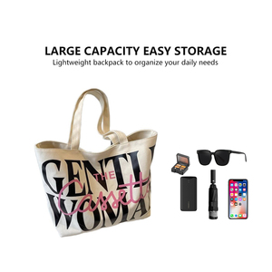 Sac fourre-tout en toile écologique pour les femmes Logo personnalisé fermeture éclair plage voyage épicerie dessin animé promotionnel - Product Image 4