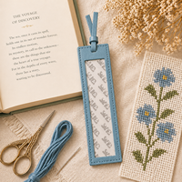 Marque-page en cuir bleu, kit DIY de finition autonome pour point d'aiguille 3M, fourniture de papeterie de luxe, marqueur de page, cadeau d'art fait main, vente en gros