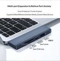 Base de Conexión USB 3.0 Tipo-C Seis en Uno, 4K HD, Aleación de Aluminio, con Extensor Inalámbrico para Portátil - En Stock