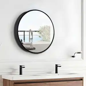 Armário de parede para banheiro com espelho redondo preto, estilo exclusivo, armazenamento de espelho de banheiro