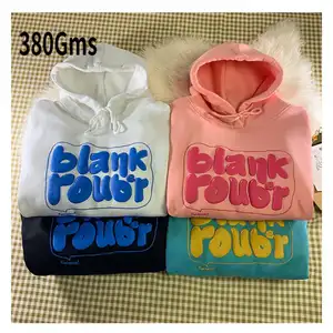 OEM Custom Logo Heavy Thick Hoodie 380gms Fleece Hooded Sweatshirt Unisex Hoodies Hip Hop Heavyweight 3d Puff Hoodie For Women