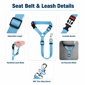 Ceinture de sécurité pour chien pour appuie-tête de voiture, sangle de retenue réglable pour animaux de compagnie, pour chiens de petite, moyenne <span class=keywords><strong>et</strong></span> grande taille, pour les voyages <span class=keywords><strong>et</strong></span> les trajets en véhicule - Product Image 2
