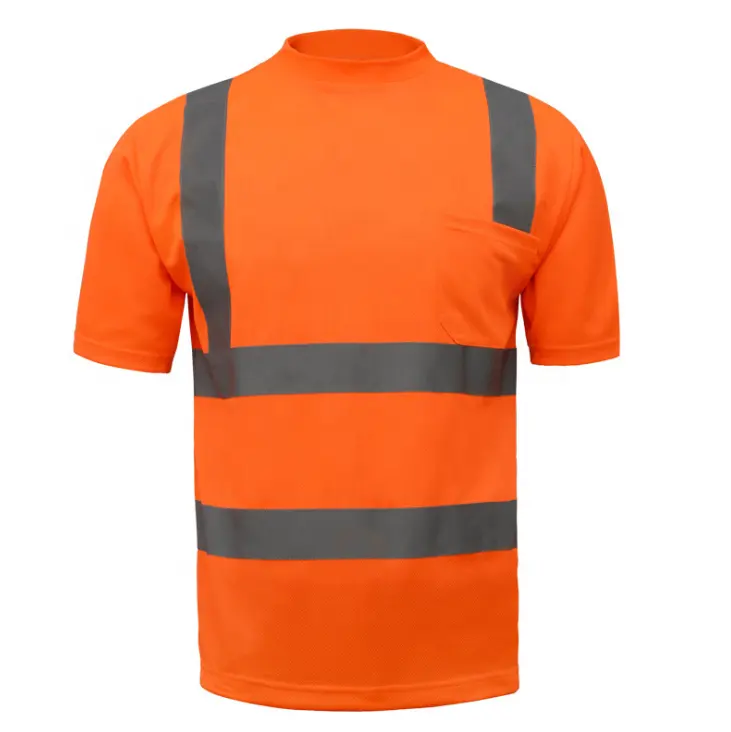 Volwassen Comfortabel Ademend Fluorescerend Oranje Zomer Outdoor Werk T-Shirt Met Korte Mouwen