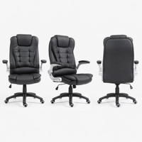 Chaise de bureau de direction de luxe à dossier haut en cuir PU, ergonomique et pivotante, avec hauteur réglable pour le bureau à domicile