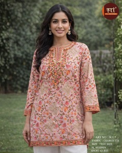 <b>Top</b> Selling Women Cotton Georgette Kurti Designer Ethnic Wear Quick Dry All Seasons with Beautiful Patterns Party <b>Festive</b> - Product Image 5