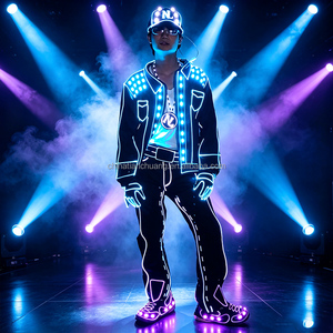 Traje Luminoso con Fibra Óptica y Cable EL para Espectáculos <span class=keywords><strong>de</strong></span> Bar, DJ, Escenarios, Eventos, Fiestas Rave, <span class=keywords><strong>Circo</strong></span>, Carnaval, Música y <span class=keywords><strong>Actuaciones</strong></span> - Product Image 1