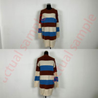 Robe chic à rayures colorées, robe en tricot rétro à col montant avec boutons sur les épaules, robe pull midi ample pour femmes