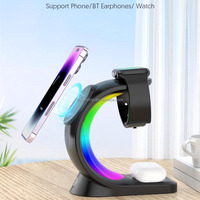 Coussin de bureau de chambre Support de forme personnalisé Chargeur de téléphone Station rapide Aimant intelligent 3-en-1 Rgb Veilleuse Lune Charge sans fil