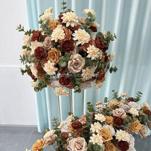 Boule de fleurs artificielles en soie ultra-réaliste pour décoration de mariage et de la Saint-Valentin, couleur caramel automnal - Product Image 3