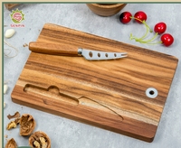 Premium bamboe kaasplank, snijplank voor groenten, fruit en kaas, acacia snijplank, massief houten kaasplank, kaasplank met kaasmes.
