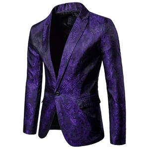 Blazer Elegante para <span class=keywords><strong>Hombre</strong></span>, Diseño Paisley Plateado con Flores, Color Rojo Vino y Dorado, Ideal para Bodas y Eventos, Venta al Por Mayor de Fábrica - Product Image 4