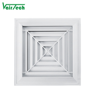 Diffuseur carré en aluminium Ac, diffuseur carré à 4 voies, diffuseur de plafond carré, diffuseur conique carré