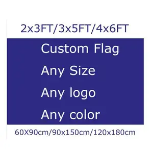 Huiyi Outdoor semua negara Logo ukuran apapun warna Digital katun promosi kain poliester cetak khusus bendera 3X5