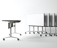 Table de conférence de bureau moderne en acier pliable, durable et contemporaine, conforme aux normes ANSI/BIFMA, pour hôtels et restaurants