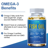 Huile de poisson oméga 3 triple concentration haute pureté en gélules molles EPA DHA sans arrière-goût de poisson sans produits laitiers favorise la santé cardiovasculaire et cérébrale