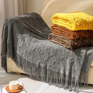 大尺寸高品质定制编织旅行沙发套布针织扔超柔软被子复古毛毯